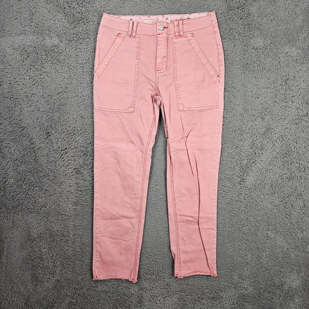 Pilcro and the Letterpress Anthropologie Pink Utility‎ Chino Pants Raw Hem 28
